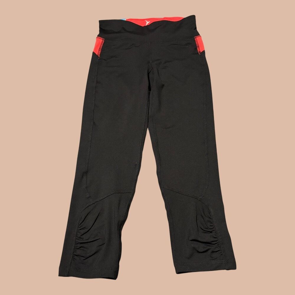 Old Navy Fitted Crop Leggings Women's XS Black Red Active Yoga Gym